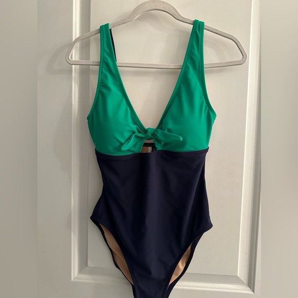 J. Crew Factory Tie-Front One Piece (Navy/Green Colorblock) - Medium - Picture 8 of 8